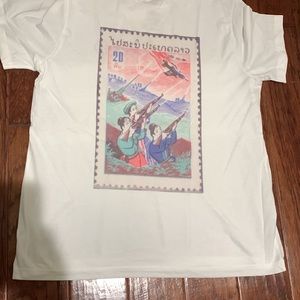 Laos war stamp tee